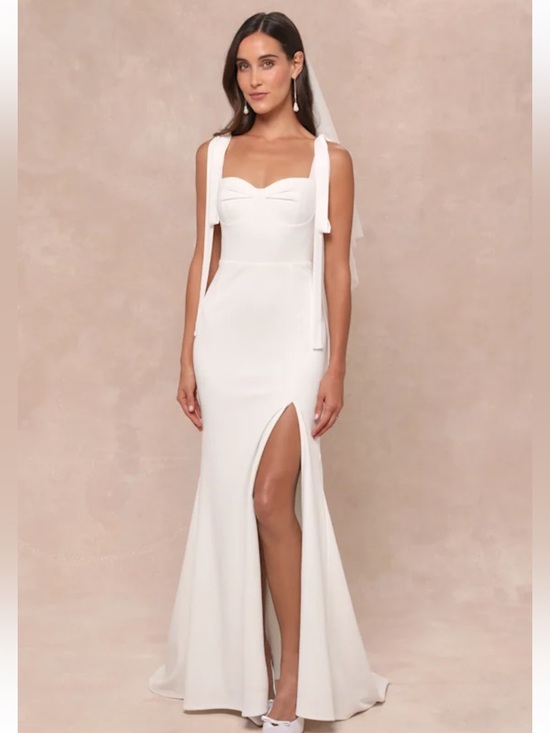 Lulus Dresses & Skirts - Lulus Splendid Love White Bustier Tie-Strap Mermaid Maxi Dress